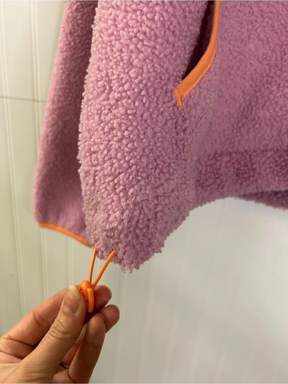 Wild Fable Pink Sherpa Zip Hoodie with Orange Trim Size Medium - Picture 4 of 8